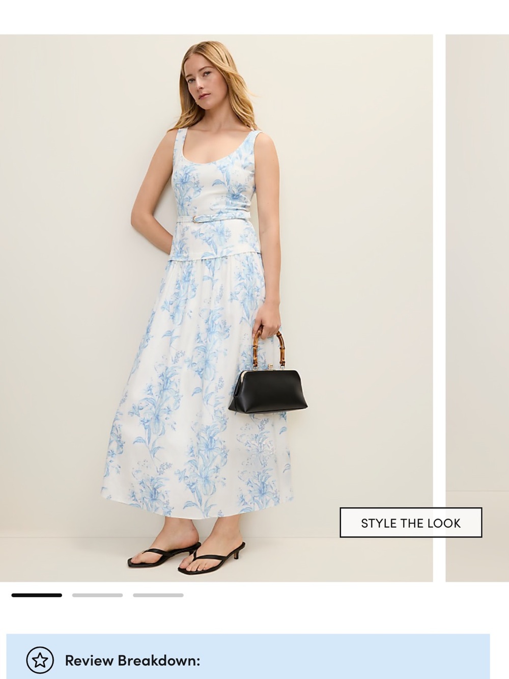 Ann Taylor White and Light Blue Floral Maxi Dress